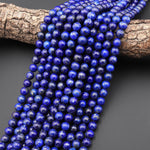 AAA Genuine Natural Blue Lapis 6mm 8mm Smooth Round Beads 15.5" Strand