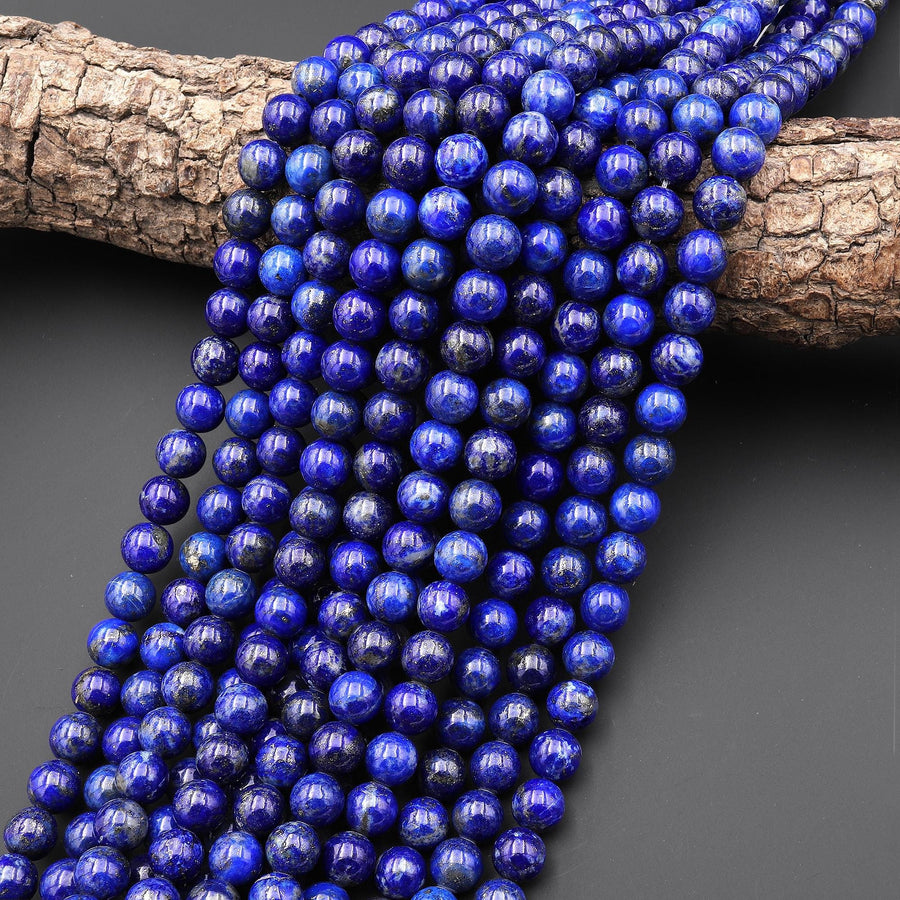 AAA Genuine Natural Blue Lapis 6mm 8mm Smooth Round Beads 15.5" Strand