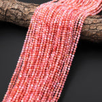 AAA Faceted Natural Peruvian Pink Opal 3mm Round Beads Gemstone 15.5" Strand