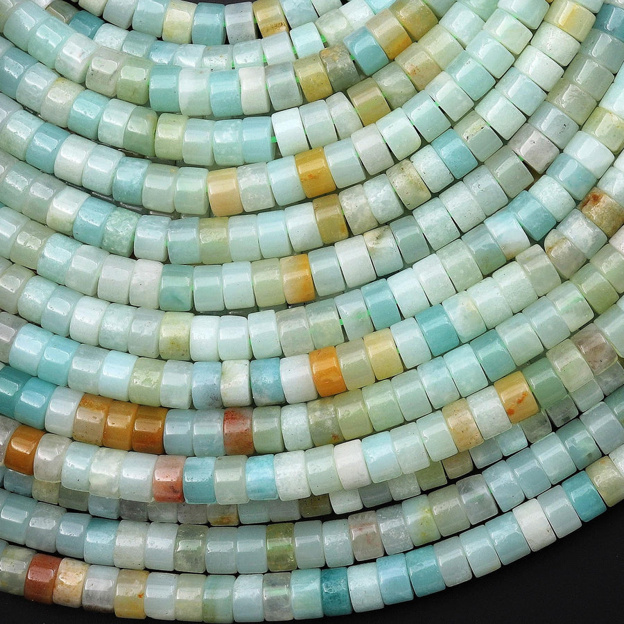 Natural Amazonite 4mm Heishi Rondelle Beads 15.5" Strand
