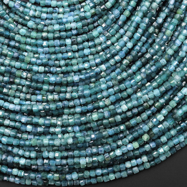 2mm Natural Blue Jade Gemstone Round Loose Beads – Faceted, 15 Strands, Center-Drilled