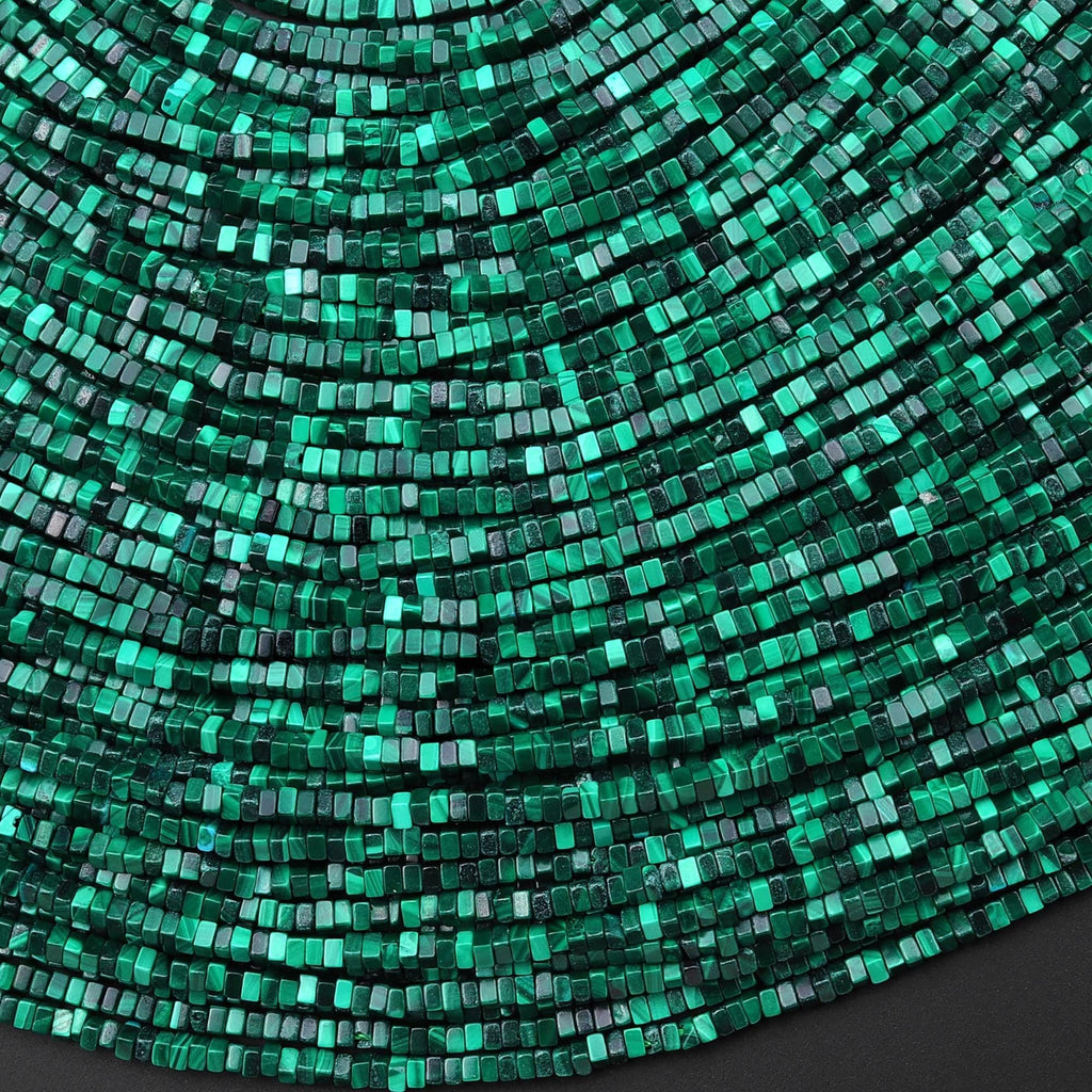 AAA Natural Green Malachite Thin Square Heishi Disc Beads 2mm Gemstone 15.5" Strand