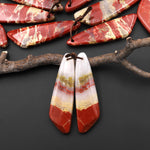 Natural Red River Jasper Abstract Butterfly Wing Earring Pair Drilled Matched Gemstone Beads