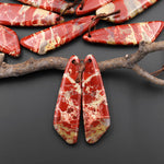 Natural Red River Jasper Abstract Butterfly Wing Earring Pair Drilled Matched Gemstone Beads