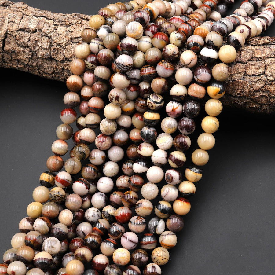 Natural Australian Tiger Iron 8mm Round Beads 15.5" Strand