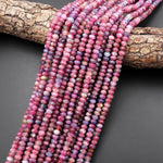 Faceted Natural Pink Tourmaline Purple Lepidolite 6mm Rondelle Beads Gemstone 15.5" Strand