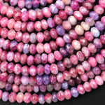 Faceted Natural Pink Tourmaline Purple Lepidolite 6mm Rondelle Beads Gemstone 15.5" Strand