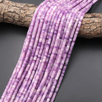 Natural Light Lilac Purple Lepidolite 4mm Heishi Rondelle Beads 15.5" Strand