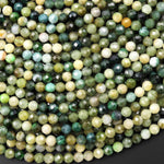 Faceted Natural Yellow Green Burma Jade 3mm 4mm Round Beads Gemstone 15.5" Strand