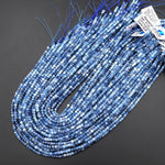 Natural Santa Maria Blue Aquamarine Faceted 3mm Cube Dice Beads Gemstone 15.5" Strand