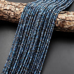 Rare Faceted Natural Teal Blue Kyanite Thin 3mm Rondelle Beads 15.5" Strand