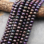 Large Genuine Peacock Bronze Freshwater Pearl 12mm Rondelle Beads Shimmery Iridescent Classic Pearl 15.5" Strand