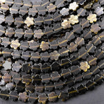 Natural Golden Obsidian Cherry Blossom Flower Beads 6mm Carved Gemstone 15.5" Strand