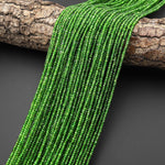 AAA Micro 2x1mm Genuine Natural Green Chrome Diopside Faceted Rondelle Beads Gemstone 15.5" Strand