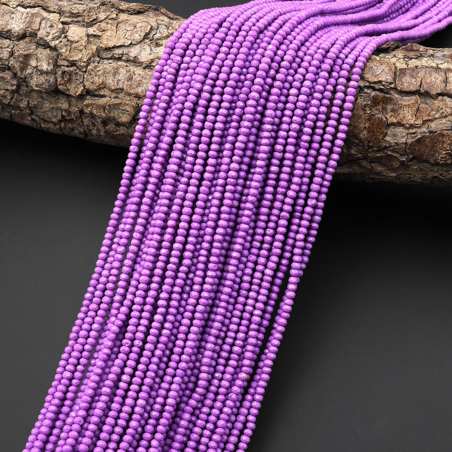 AAA Natural Purple Phosphosiderite Faceted 2mm Rondelle Beads Micro Laser Cut Gemstone 15.5" Strand