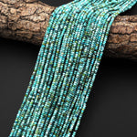 Genuine Natural Turquoise 2mm Faceted Rondelle Beads Micro Cut Small Gemstones 15.5" Strand