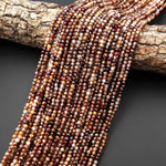 Genuine Natural Zircon Round Beads 3mm Micro Faceted Smoky Orange Brown Champagne Diamond Cut Beads Gemstone 15.5" Strand