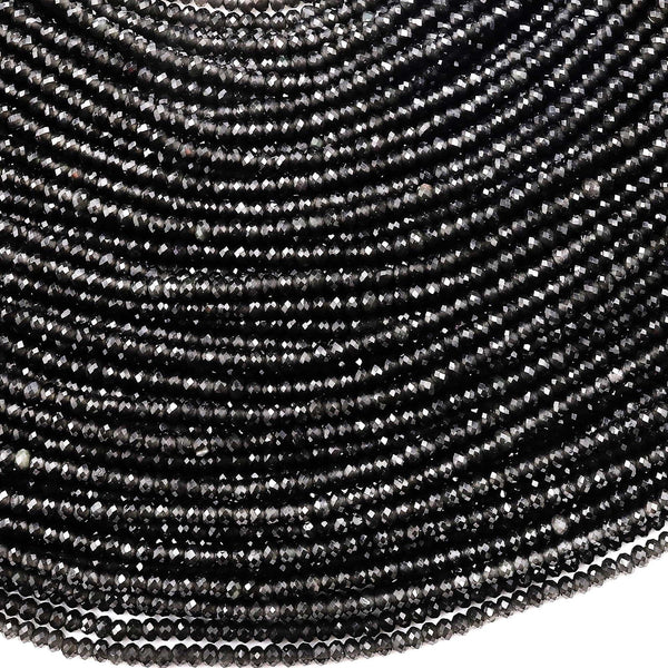 AAA Natural Obsidian Faceted Thin Rondelle Beads 2mm 15.5" Strand