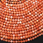 AAA Faceted Natural Orange Peach Moonstone Round Beads 4mm Gemstone 15.5" Strand