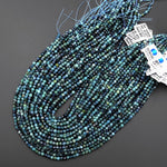 Natural Paraiba Blue Tourmaline Faceted 4mm Round Beads Indicolite Gemstone 15.5" Strand