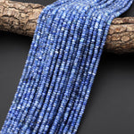 AAA Faceted Natural Blue Kyanite 4mm Thin Rondelle Beads 15.5" Strand