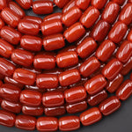 Natural Red Agate Smooth Tube Barrel Beads Gemstone 15.5" Strand