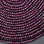 Faceted Natural Purple Garnet Faceted 3mm 4mm Rondelle Beads Gemstone 15.5" Strand