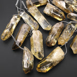 Natural Brazilian Golden Quartz Pendant Side Drilled Crystal Point Gemstone Bead