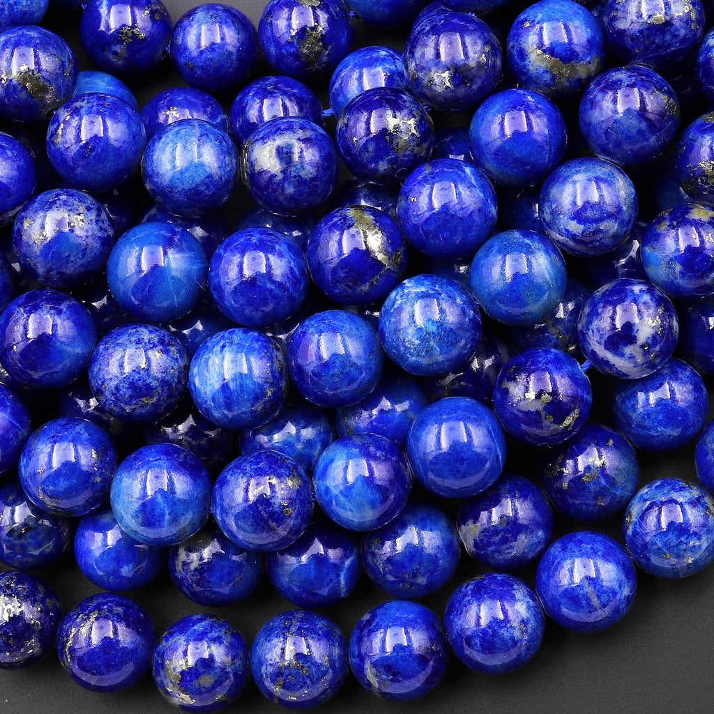 AAA Real Natural Blue Lapis 7mm 8mm 9mm 10mm 11mm 12mm Round Beads 15.5" Strand