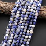 Matte Natural Blue Sodalite 4mm 6mm 8mm Smooth Round Beads 15.5" Strand