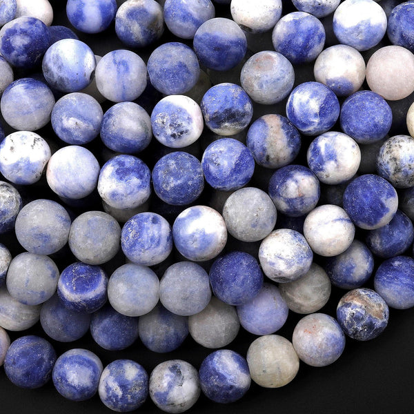 Matte Natural Blue Sodalite 4mm 6mm 8mm Smooth Round Beads 15.5" Strand