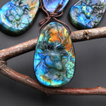 AAA Hand Carved Natural Blue Labradorite Artemis Deer Pendant Gemstone Focal Bead