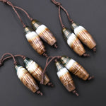 Extremely Rare Natural Brown Tibetan Agate w/ Green Moss Beads Long Barrel Cylinder 40x14mm Matched Earring Pair Beads