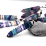 AAA Natural Rainbow Fluorite Crystal Point Pendant Side Drilled Gemstone Tower Pendulum