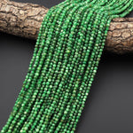 Faceted AAA Natural Green Tsavorite Beads 3mm Round Gemstone 15.5" Strand