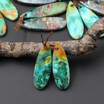 Natural Chrysocolla Earring Pair Gemstone Drilled Teardrop Matched Gemstone Beads From Australia