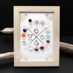 Decorative Wood Frame Natural Real Genuine Gemstones Zodiac Sign Illustration Display