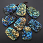 AAA Hand Carved Natural Blue Labradorite Dragon Pendant Gemstone Focal Bead