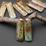 Natural Brown Ruby Fuchsite Rectangle Earring Pair Matched Gemstone Beads