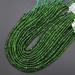 AAA Genuine Natural Green Chrome Diopside Beads Faceted 4mm Thin Rondelle Gemstone 15.5" Strand