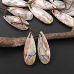 Natural Laguna Lace Agate Teardrop Pear Earring Pair Drilled Matched Gemstone Beads