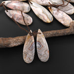 Natural Laguna Lace Agate Teardrop Pear Earring Pair Drilled Matched Gemstone Beads