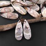 Natural Laguna Lace Agate Teardrop Pear Earring Pair Drilled Matched Gemstone Beads