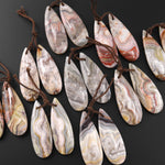 Natural Laguna Lace Agate Teardrop Pear Earring Pair Drilled Matched Gemstone Beads