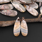 Natural Laguna Lace Agate Teardrop Pear Earring Pair Drilled Matched Gemstone Beads