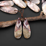 Natural Laguna Lace Agate Teardrop Pear Earring Pair Drilled Matched Gemstone Beads