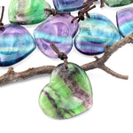 AAA Natural Rainbow Fluorite Indented Heart Pendant Focal Worry Stone