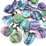 AAA Natural Rainbow Fluorite Indented Heart Pendant Focal Worry Stone