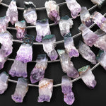 Natural Purple Amethyst Crystal Slice Side Drilled Gemstone 8" Strand