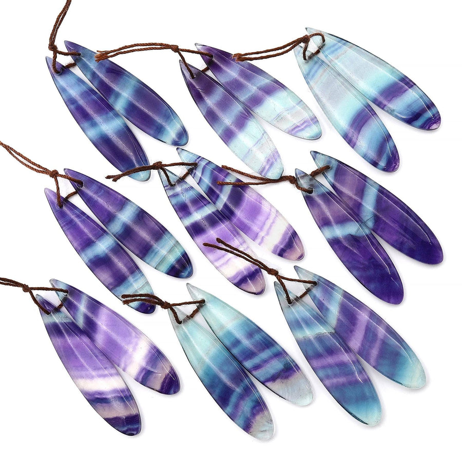 Natural Rainbow Fluorite Teardrop Earring Pair Drilled Gemstone Matched Beads